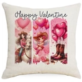 Detail of white cotton linen pillowcase with Valentine's cupid and heart wing print - 45*45cm Linen Single-Sided No Insert / Western Cowboy Angel Style (DYM93-19)