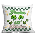 Federa quadrata per San Patrizio con trifoglio e cuore leopardato verde decorato - Scacchiera Leopardo Cuore (CDR95-11)