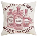 Funda de cojín cuadrada de algodón y lino con estampados de botellas de ginebra y whisky - 45*45cm Lino Una Cara Sin Relleno / Estilo Botella de Vino Rosa (DYM93-2)