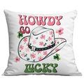 Fodera per cuscino San Patrizio con cappello da cowboy e trifoglio Howdy Go Lucky - Cappello da Cowboy Trifoglio (CDR95-1)
