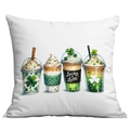 Federa per cuscino San Patrizio con trifoglio e illustrazione bevanda Lucky a Latte - Illustrazione Bevanda Lucky Latte (CDR95-6)