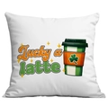 Federa bianca San Patrizio con stampa Lucky a latte e motivo a quadrifoglio verde - Tazza di Caffè Lucky Latte (CDR95-16)