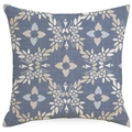Grey-blue cushion cover with white floral geometric patterns in a square cotton-linen fabric - Geometric Heart Floral (DYM31-5)