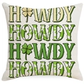 Saint Patrick's Day HOWDY pillow cover with green shamrock cow print letters - Howdy Letter Fill Style (DYM97-16) / 45*45cm Linen Single-Sided No Insert