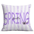 Ostern Spring Hello Kissenbezug mit lila Aquarellstreifen und Blumenillustration - 45x45 cm / Hello Spring Gestreiftes Muster (CDR116-3)