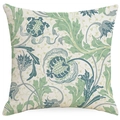 Vierkante kussensloop met vintage groen en blauw bloemmotief in William Morris-stijl - William Morris Kunststijl (DYM31-13)