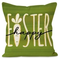 Paaslinnen kussensloop met groen Happy Easter wortelontwerp voor bankdecoratie - Vrolijk Pasen Wortel Stijl (DYM22-1) / 1 stuk