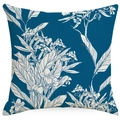 Square dark blue pillow cover with elegant white floral line art and modern geometric design - Blue White Flower Line Drawing (DYM31-19)