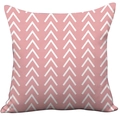Modern pink plush pillowcase with white geometric V-shape patterns for sofa decor - Pink Chevron (CDR37-1)