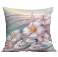 Detailed macro view of tropical hibiscus and flip-flop print on beach pillowcase - Hibiscus Flip Flop Beach Style (CDR113-13)