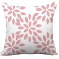 Modern white square cushion cover featuring pink floral pattern in minimalist Nordic style - White Pink Floral (CDR37-3)