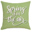 Funda de cojín de lino primaveral con diseño de flores verdes y texto para decoración - Estilo de Lema de Primavera Verde Hierba (DYM113-3) / 45*45cm Lino Una Cara Sin Relleno