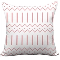 Modern white plush pillowcase with pink geometric patterns including waves and dots - White Pink Geometric (CDR37-4)