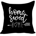 Modern black plush pillowcase featuring white home sweet HOME heart and arrow print - Black White Home Letter (CDR37-8)