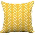 Modern yellow plush pillow cover featuring white geometric arrow pattern in Nordic style - Yellow White Chevron (CDR37-9)