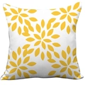 Modern plush sofa pillow cover with yellow floral pattern on white fabric - White Yellow Floral (CDR37-11)