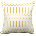 Modern Nordic plush pillowcase featuring yellow geometric patterns on a white background - White Yellow Geometric (CDR37-12)
