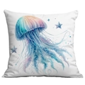 Gros plan d'une méduse à l'aquarelle sur une housse de coussin carrée blanche - Méduse de Rêve (CDR112-4) / 45*45cm (Sans Insert)