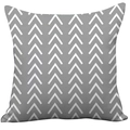 Modern grey square pillowcase with white V-shaped pattern in plush nordic style - Gray White Chevron (CDR37-13)