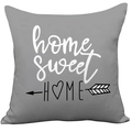 Modern grey square plush pillow cover with home sweet HOME printed text design - Gray Home Letter (CDR37-14)