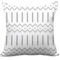 Modern white plush square pillowcase with grey geometric zigzag and dot patterns - White Gray Geometric (CDR37-16)