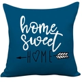 Modern navy blue square pillowcase featuring home sweet home artistic letter print - Blue Home Letter (CDR37-17)