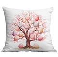 Housse de coussin de Pâques avec arbre à œufs aquarelle, taie d'oreiller rustique blanche - 45*45cm Peluche Courte Simple Face Sans Coeur / Arbre à Œufs de Pâques Coloré (CDR81-2)