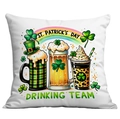 St. Patrick's Day cushion cover with beer drinks design and lucky clover print - Beer Drinking Team Style (CDR88-4) / 45*45cm Short Plush Single Sided Without Core