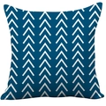 Modern plush square pillowcase in navy blue with white geometric chevron pattern - Blue White Chevron (CDR37-20)
