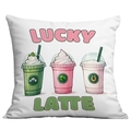White St. Patrick's Day cushion cover featuring Lucky Latte festive beverage illustration - Multi-color Lucky Latte Style (CDR88-6) / 45*45cm Short Plush Single Sided Without Core