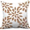 Modern plush pillowcase with brown petal pattern on white fabric in Nordic style - White Brown Floral (CDR37-21)