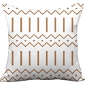Modern white plush pillowcase with brown tribal geometric zigzag and polka dot patterns - White Brown Geometric (CDR37-22)