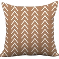 Caramel brown plush pillow case with white bohemian V-shaped geometric pattern - Brown White Chevron (CDR37-24)