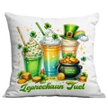 St. Patrick's Day throw pillow cover with Lucky Charm and clover illustration - Leprechaun Fuel Style (CDR88-10) / 45*45cm Short Plush Single Sided Without Core