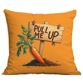 Housse de coussin de Pâques avec motif carotte et texte Pull Me Up sur tissu orange - Motif de Carotte Amusant (CDR117-2) / 45x45cm Simple Face (Sans Garnissage)