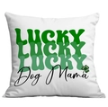White square pillow case with green Lucky Dog Mama text and clover for St. Patrick Day - 45*45cm Short Plush Single Sided Without Core / Green Plaid Dog Mama (CDR96-4)