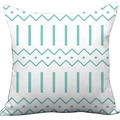 Modern white plush pillowcase with mint green geometric wave and polka dot patterns - White Teal Geometric (CDR37-26)