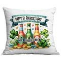 St. Patrick's Day cushion cover with lucky clovers and beer bottles on white background - Festive Beer Combo Style (CDR88-14) / 45*45cm Short Plush Single Sided Without Core