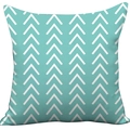 Modern teal velvet throw pillow cover with white chevron geometric pattern - Teal White Chevron (CDR37-27)