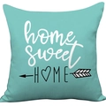 Modern teal square plush pillowcase with home sweet home print in nordic style - Teal Home Letter (CDR37-28)