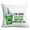 White square St. Patrick's Day pillow case with green clover drink and coffee slogan - Irish Coffee Quote Style (CDR88-15) / 45*45cm Short Plush Single Sided Without Core