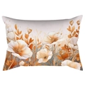 Rechteckiger Kissenbezug mit Aquarell-Blumenmuster und goldenen Blüten auf weißem Grund - 30x50cm / Warmer Oranger Aquarell Blumenstil (CDR121-3)