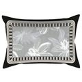 Modern rectangular velvet pillowcase featuring grey floral prints and black striped borders - 30*50cm Without Core / Gray Tone Large Floral (CDR120-4)