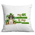 St. Patrick's Day cushion cover with St. Bernard lucky charm print on white canvas - 45*45cm Short Plush Single Sided Without Core / St. Bernard (CDR96-10)