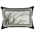Modern rectangular velvet pillow featuring retro leaf embroidery and geometric borders - 30*50cm Without Core / Black Base Plant Leaves (CDR120-5)