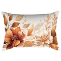 Kissenbezug mit Vintage-Aquarell-Blumenmuster in herbstlichen Farben und Federn - 30x50cm / Herbstlicher Warmer Blumenstil (CDR121-1)