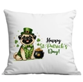 White St. Patrick's Day pillow cover featuring a pug with a green hat and lucky clover - 45*45cm Short Plush Single Sided Without Core / Pug (CDR96-18)