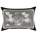 Elegant rectangular sage green velvet pillow with white magnolia floral embroidery detail - 30*50cm Without Core / Gray Green White Floral (CDR120-3)