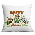 Saint Patrick's Day cushion cover with lucky clover and leopard print patterns on white - 45*45cm Short Plush Single Sided Without Core / Collage Style (CDR96-19)