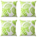 Set van 4 kussenhoezen met groene bladmotieven van perzikhuidstof voor de bank - 40x40cm / Blauw (CDR215-2)